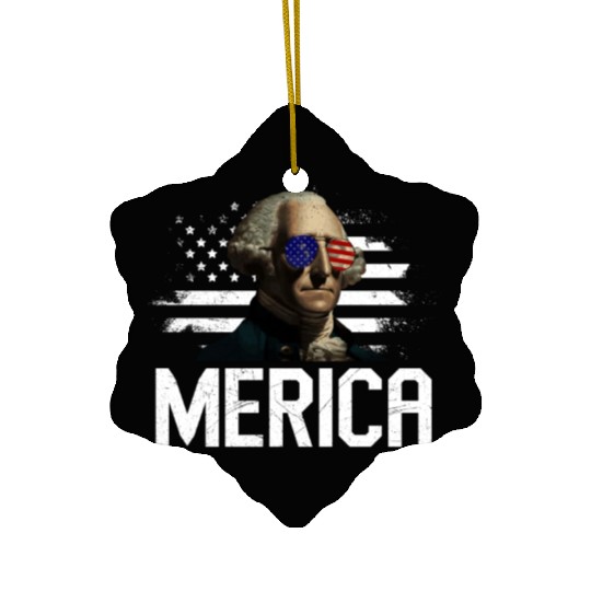 Merica George Washington Independence Day Ceramic Ornaments