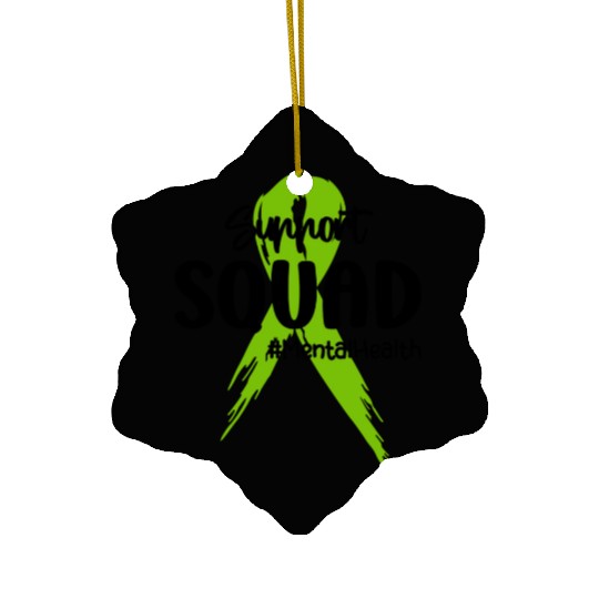 Support Squad Mental Health Awareness Lime Green Ceramic Ornaments