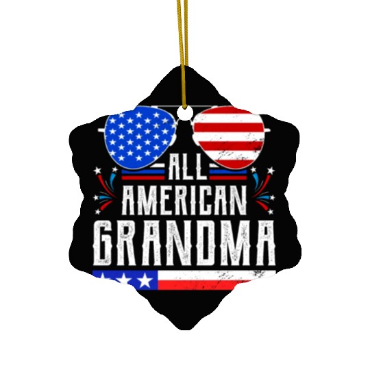 All American Grandma Independence Day US Patriots Ceramic Ornaments