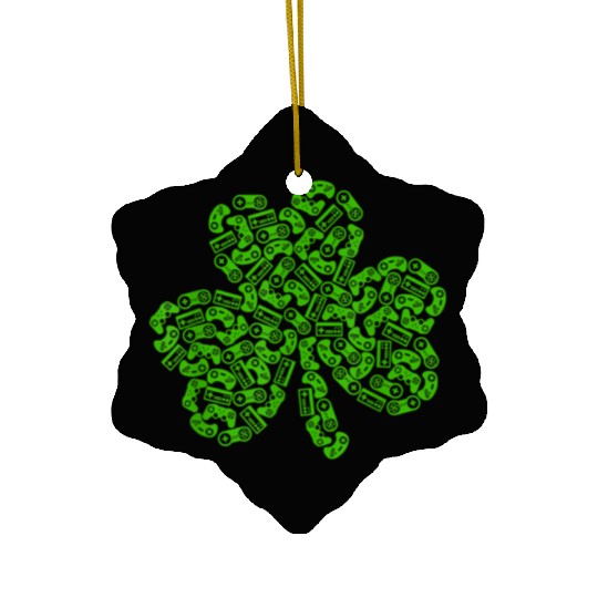 Gamer Game Shamrock St Patricks Day Irish Ceramic Ornaments