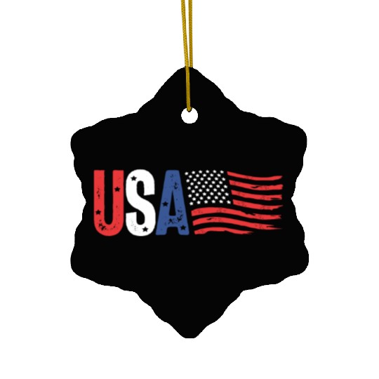 American Flag USA 4th Of July Ceramic Ornaments