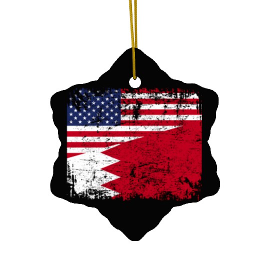 Bahraini Roots Half American Flag Usa Bahrain Flag Ceramic Ornaments