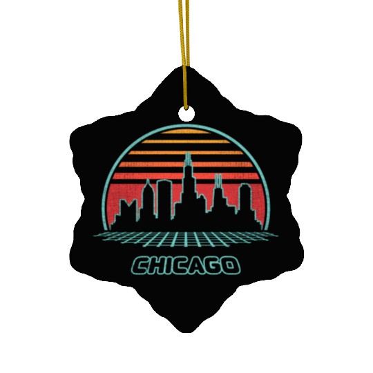 Chicago City Skyline 80S Style Ceramic Ornaments