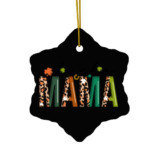 St Patrick'S Day Leopard For Mom Grandma Lucky Mam Ceramic Ornaments