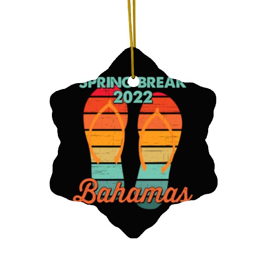 Spring Break Bahamas Beach 2022 Flip Flops Ceramic Ornaments