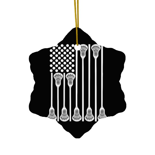 Patriotic US Lacrosse Player Ceramic Ornaments