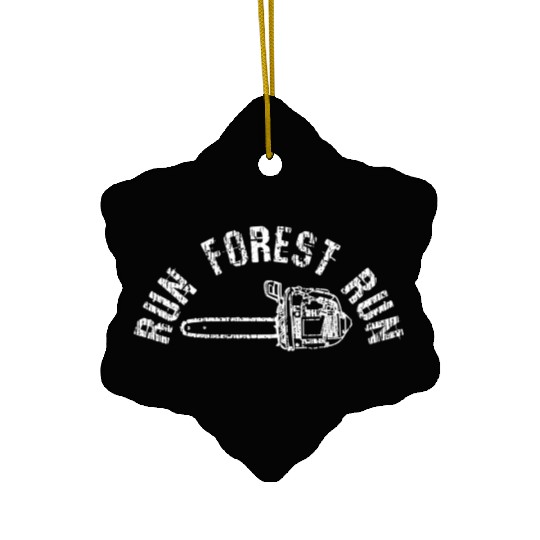 Lumberjack Chainsaw Chop Wood Ceramic Ornaments