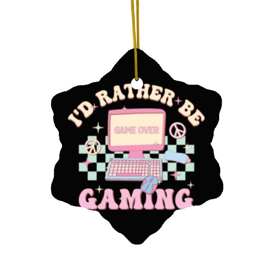 I'd Rather Be Gaming, Happy Game Day Ceramic Ornaments
