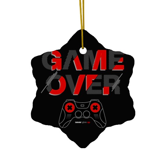 Vector game over typography with controller Ceramic Ornaments