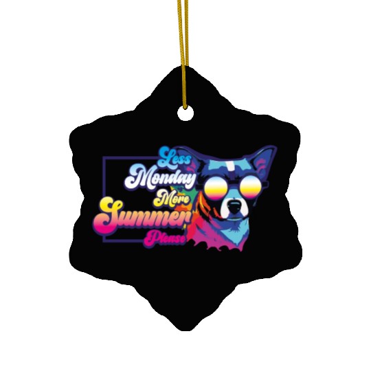 Less Monday, More Summer | Beach Party Dog Lovers Ceramic Ornaments
