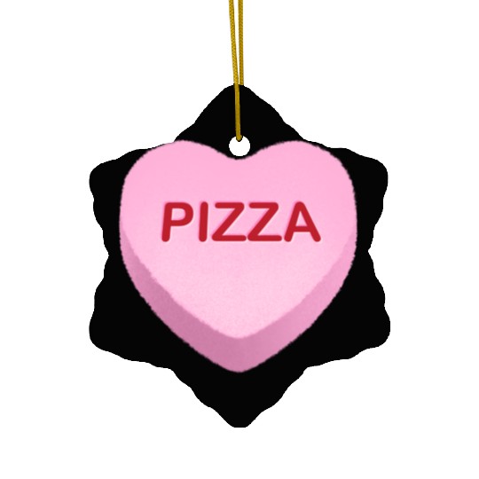 Pizza Candy Heart Ceramic Ornaments