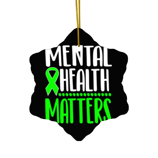 Mental Health Awareness Ribbon Green Anxiety Depre Ceramic Ornaments