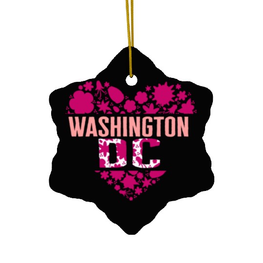 Washington DC Ceramic Ornaments, Cherry Blossom Heart Floral