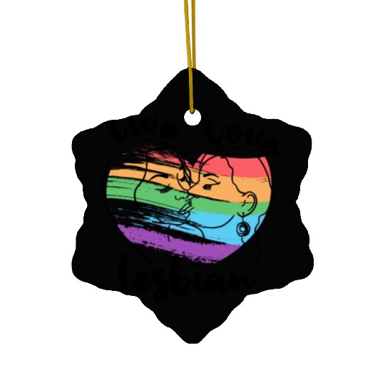 Live Love Lesbian Rainbow Lgbtq Gay Pride Queer Ceramic Ornaments