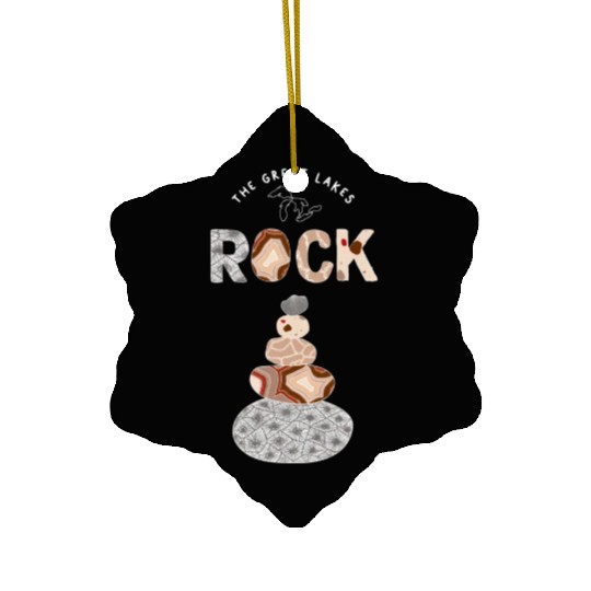 Great Lakes Rock Colored Rock Stack Petoskey Stone Ceramic Ornaments