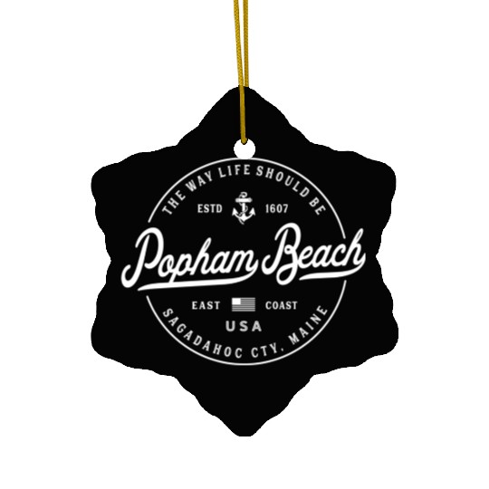 Nautical Anchor Popham Beach Maine Travel Vacation Ceramic Ornaments