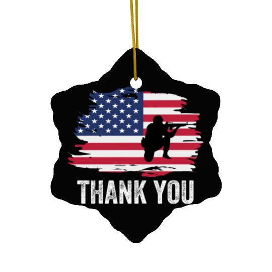 Thank You Us Flag Memorial Day Ceramic Ornaments