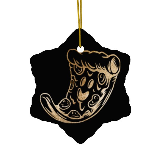 Golden pizza slice Ceramic Ornaments