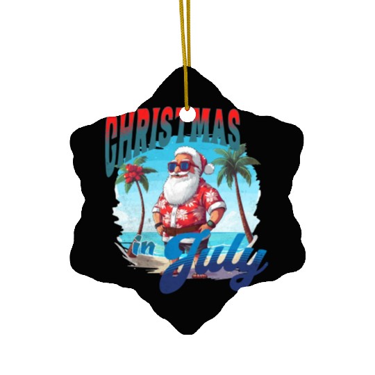 Santa at the Beach | Christmas In July Ceramic Ornaments