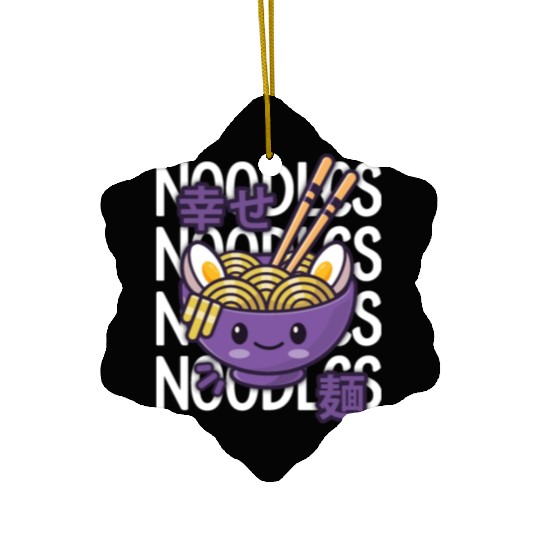 Kawaii Ramen Noodle Bowl Noodles Purple Ceramic Ornaments