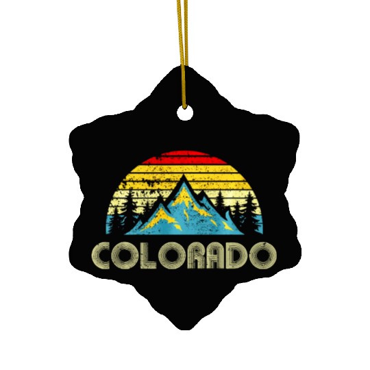 Colorado Vintage Mountains Nature Hiking Ceramic Ornaments