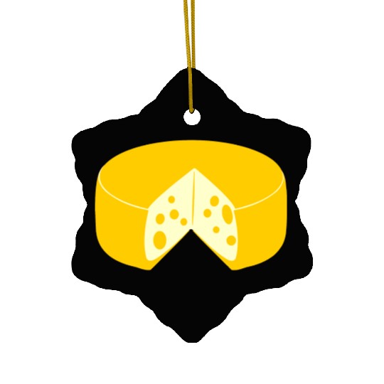Cheese golden yellow with point cut out front view Ceramic Ornaments