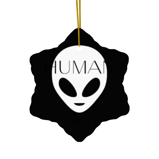 Human Perhaps... Maybe I am . . Maybe I'm not Ceramic Ornaments