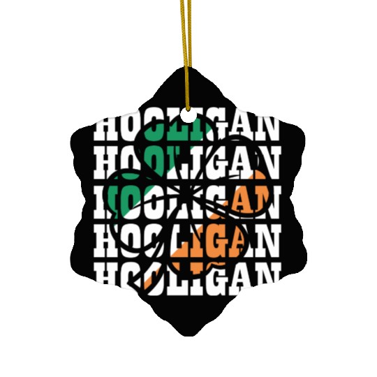 Hooligan Irish Flag Clover Leaf Ceramic Ornaments