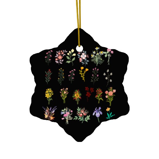 Retro Wildflowers Floral design Ceramic Ornaments