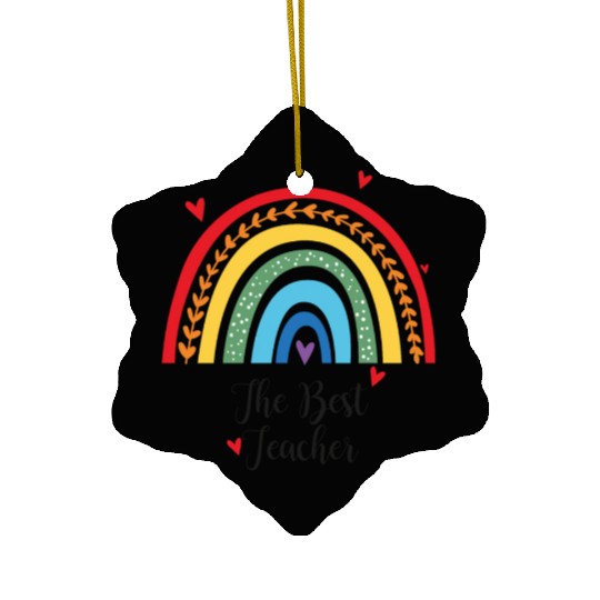 The Best Teacher rainbow Gift Heart Ceramic Ornaments