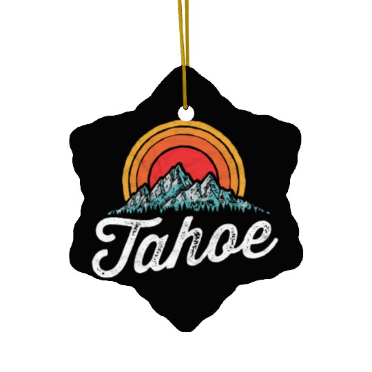 Lake Tahoe Mountain 80s Ceramic Ornaments
