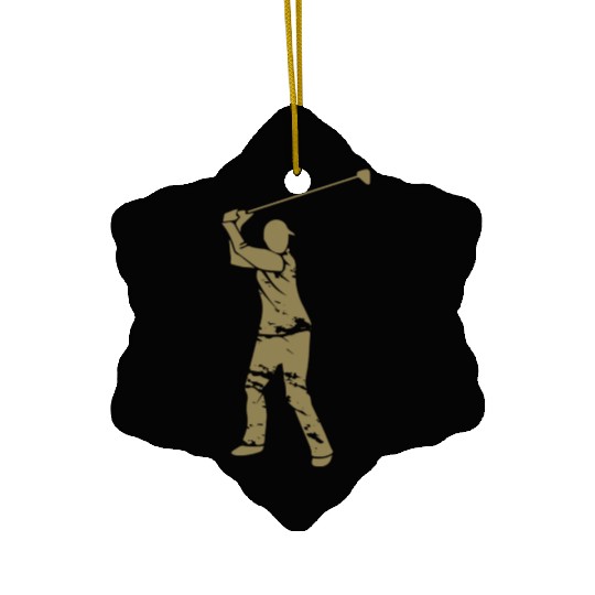 Golf Golfer Silhouette - White Grunge Design Ceramic Ornaments