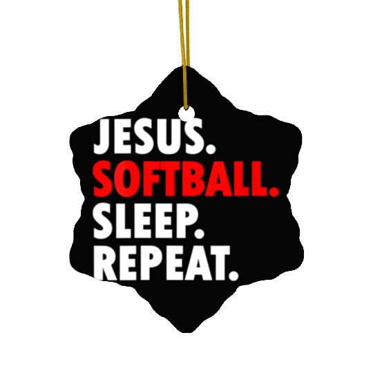 Jesus Softball Sleep Repeat - Novelty Hobby Ceramic Ornaments