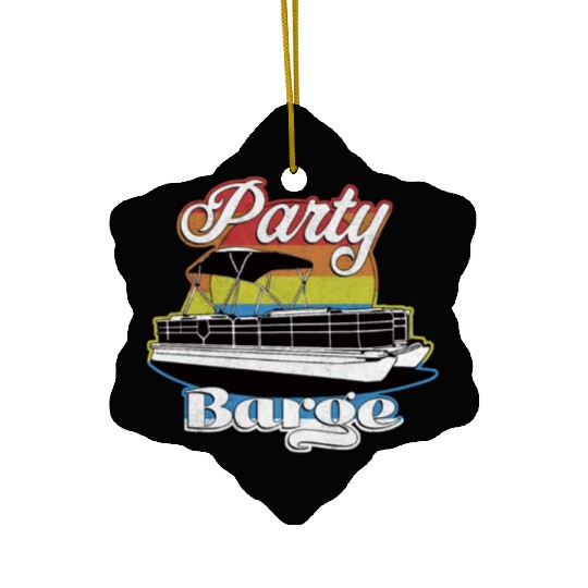Pontoon Boat Retro Party Barge Lake Life Ceramic Ornaments