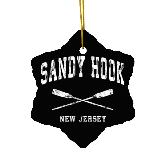 Sandy Hook New Jersey Nautical Crossed Oars Ceramic Ornaments