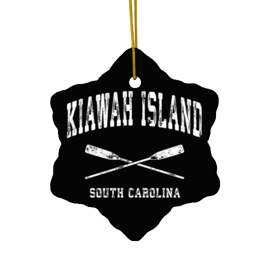 Kiawah Island South Carolina Nautical Crossed Oars Ceramic Ornaments