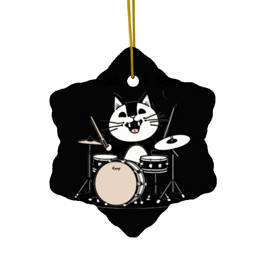 I Missed A Beat Funny Cat Drummer Ceramic Ornaments