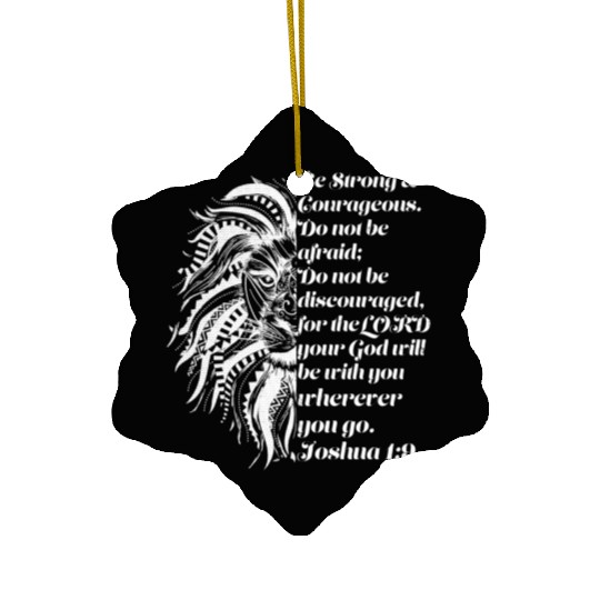 Christian Lion Joshua 19 Be Strong, Courageous Bib Ceramic Ornaments