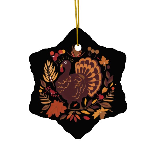 Turkeys, Harvest, and Gratitude Ceramic Ornaments