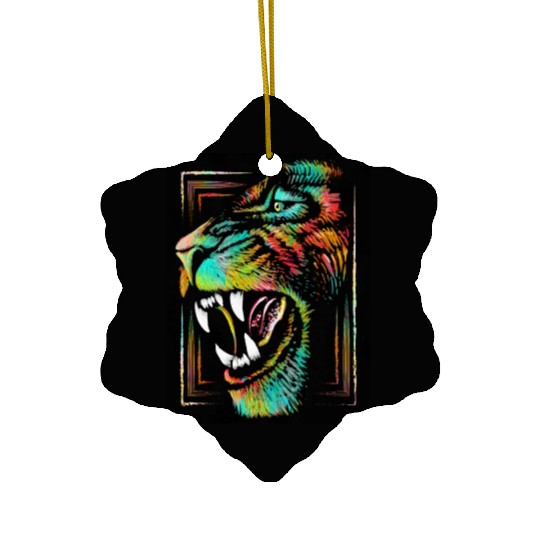 Colourful Roaring Lion Poster - Lion Head Poster Ceramic Ornaments