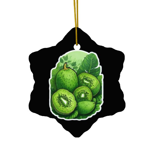 Green Kiwi Pattern Sticker Ceramic Ornaments