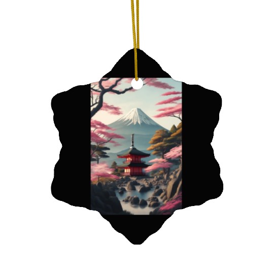 Asia Landscape Serene Mount Fuji Ceramic Ornaments