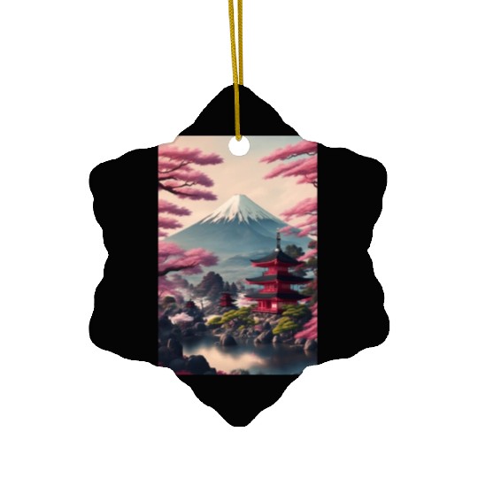 Asia Landscape Serene Mount Fuji Ceramic Ornaments