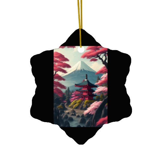 Asia Landscape Serene Mount Fuji Ceramic Ornaments