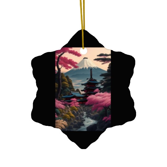 Asia Landscape Serene Mount Fuji Ceramic Ornaments