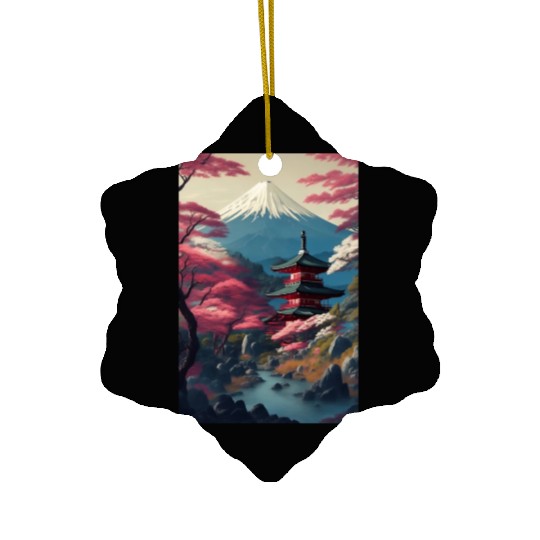 Asia Landscape Serene Mount Fuji Ceramic Ornaments