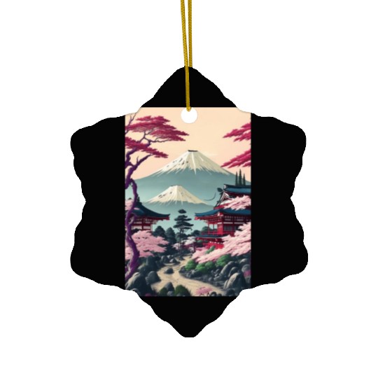 Asia Landscape Serene Mount Fuji Ceramic Ornaments