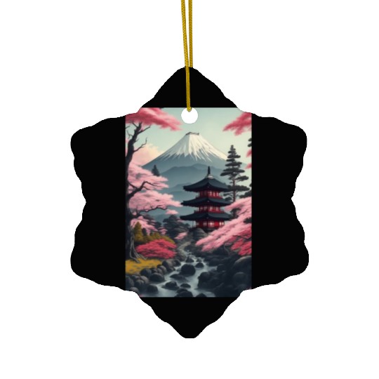 Asia Landscape Serene Mount Fuji Ceramic Ornaments