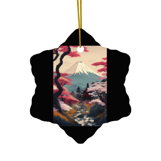 Asia Landscape Serene Mount Fuji Ceramic Ornaments