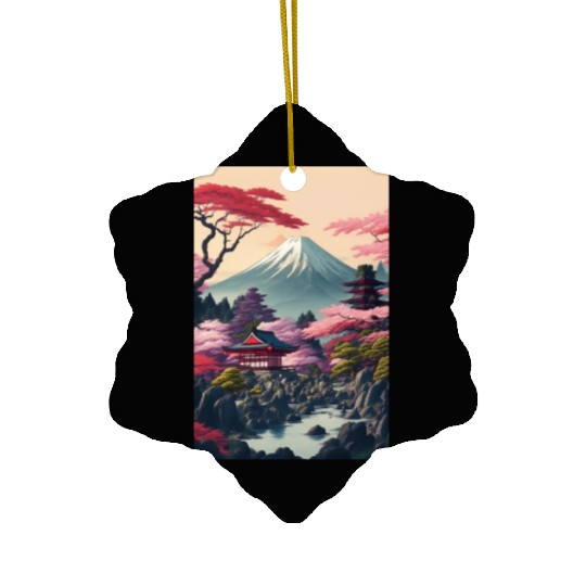 Asia Landscape Serene Mount Fuji Ceramic Ornaments